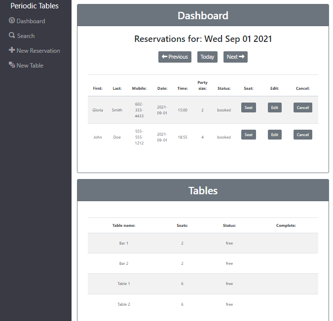 Restaurant Reservations